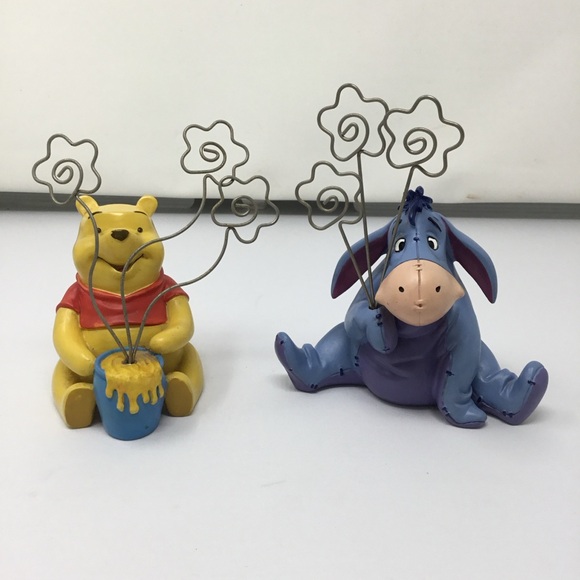 Disney Winnie the Pooh and Eeyore ceramic Picture Holders Set - Yellow and Blue - Picture 1 of 5